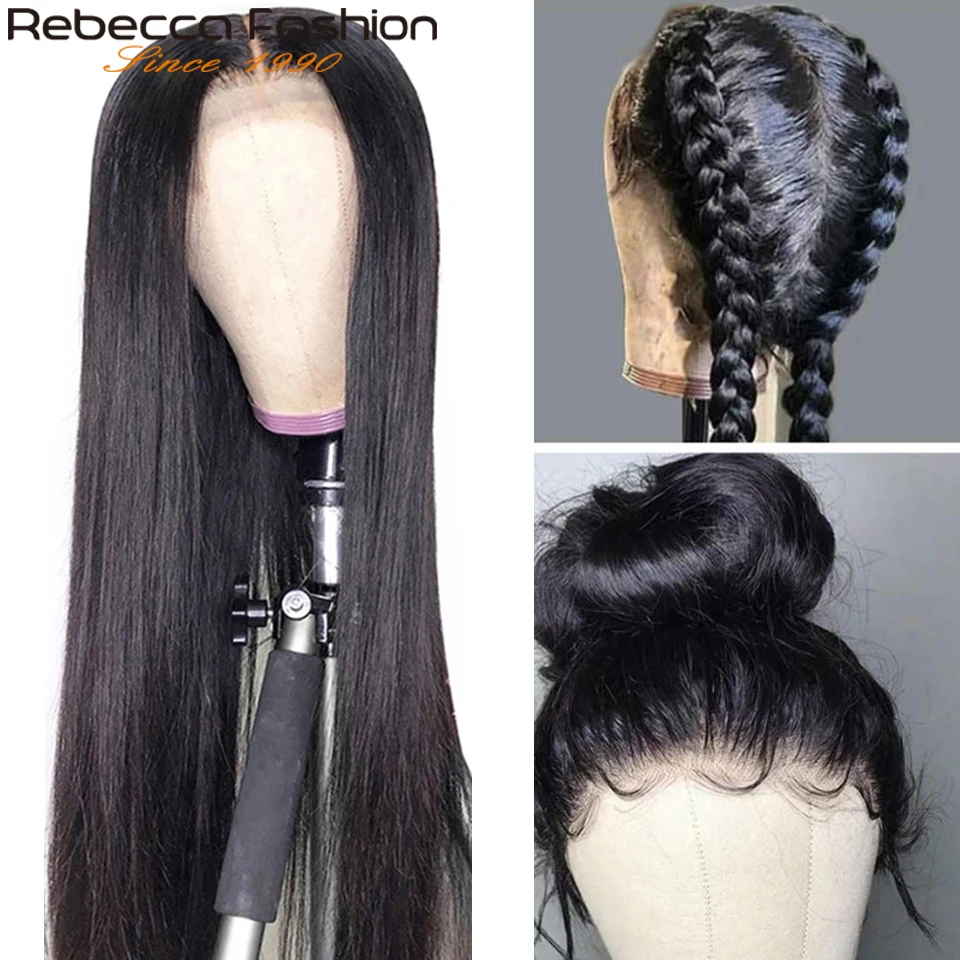 Парик на сетке Rebecca 4x4 парик спереди 180 30 дюймов бразильский из человеческих волос