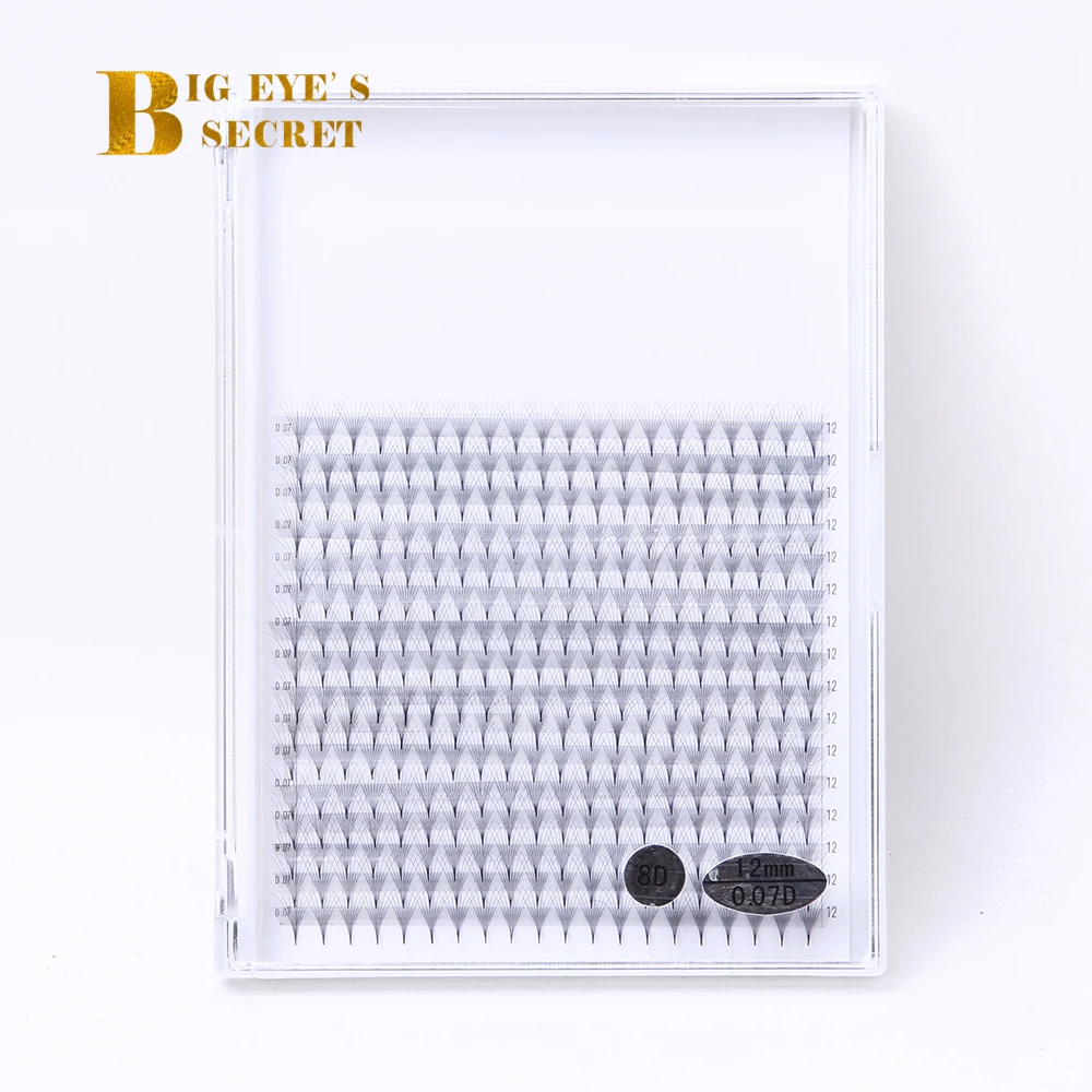 

Big Eye's Secret Handmade 0.05mm 12D10D Sharp Short Stem Thin Narrow Premade Fans Lash Pointy Base Premade Volume Fans Lash