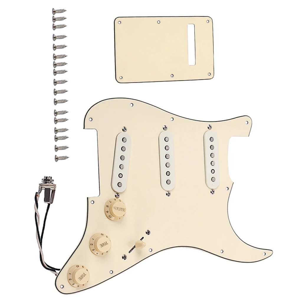 

Electric Guitar Pickguard Scratch Plate SSS with Backplate, Beige