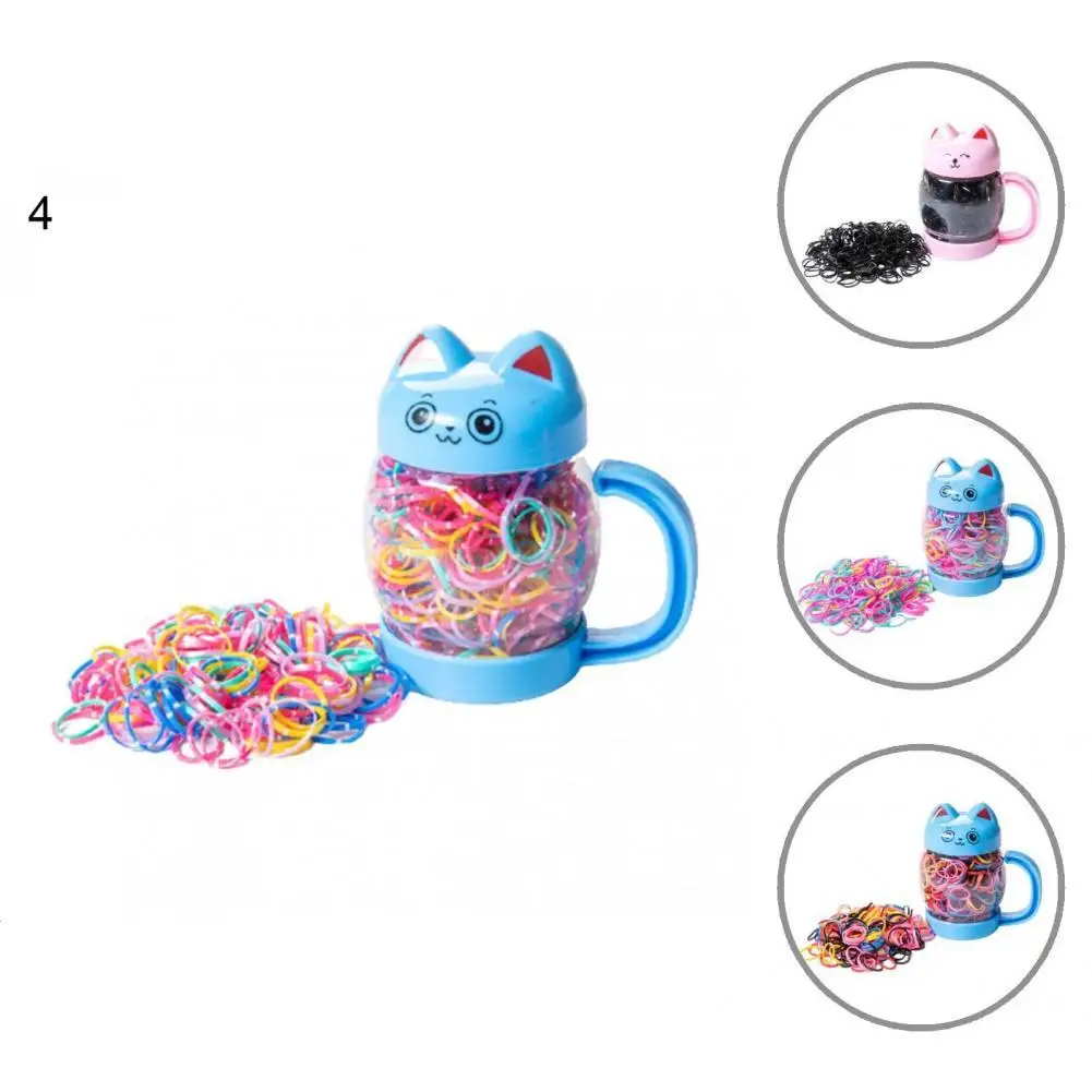 

Useful Rubber Bands Elastic Multi-color Disposable Gum Rubber Bands with Bottle Holder Ponytail Holder Hair Band 1 Set