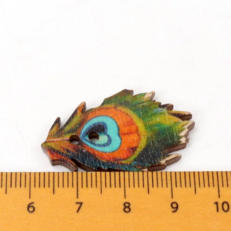 20 шт. деревянные декоративные пуговицы в виде павлиньих перьев 22 х34 мм | Дом и сад