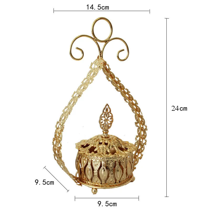 

Golden Metal Incense Burners Portable Buddhism Vintage Incense Holder Home Tea House Yoga Incensario Home Decoration EB50XX