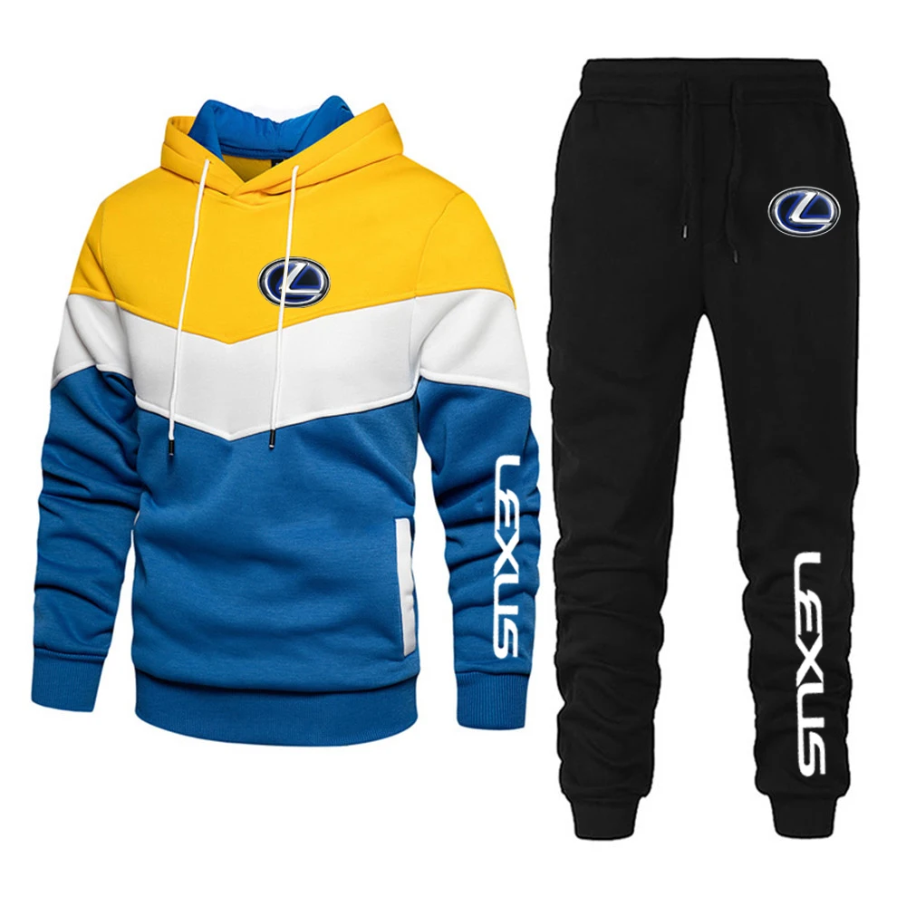 Мужской однотонный спортивный костюм с логотипом LEXUS спортивные штаны в простом