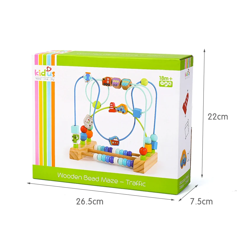 

Wooden Math Education Toy Bead Maze Toy Counting Circles Bead Abacus Wire Maze Roller Coaster Montessori Educational
