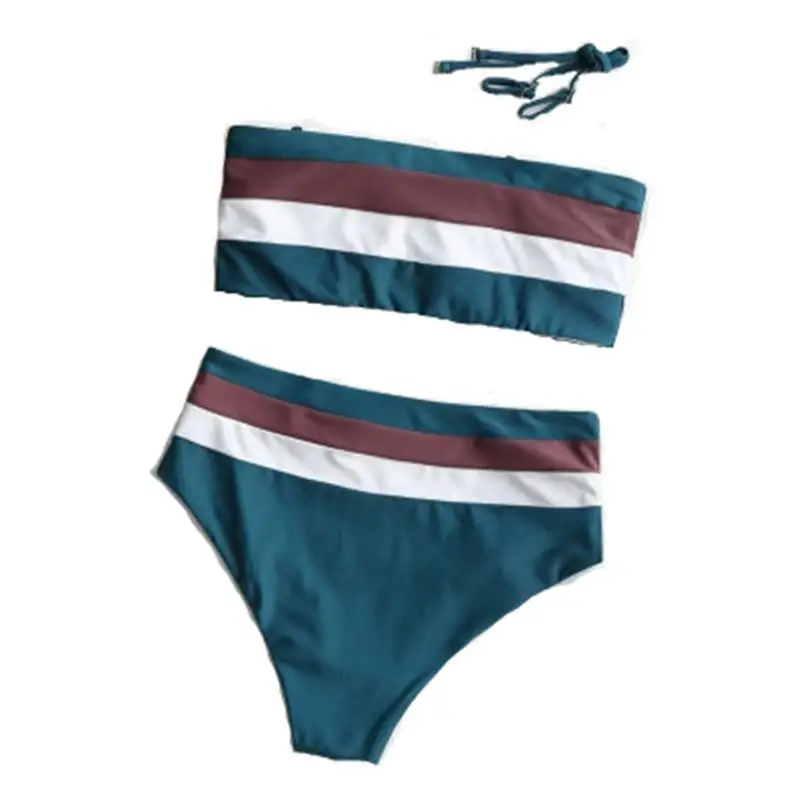 Купальный костюм сексуальное бикини в полоску с регулируемыми бретелями два