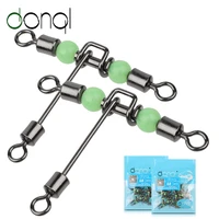 donql 520pcs 3 road t shaped fishing rolling rotary joint connector trigeminal rotary fishing gear accessories luminous beads