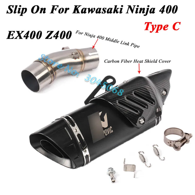 Type C Слипоны для Kawasaki Ninja 400 EX400 Z400 мотоцикл Yoshimura глушитель выхлопной трубы модифицированный мото среднего соединения глушитель дБ убийца - Цвет: Type C