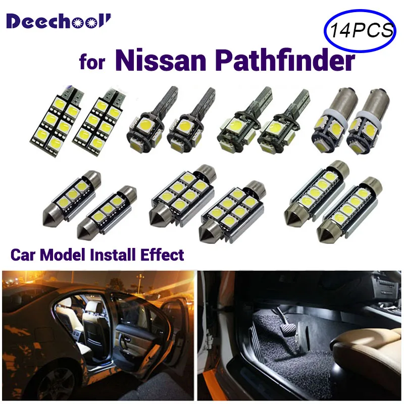

Deechooll Canbus для Nissan Pathfinder 2005-2012 светодиодный льная светодиодная внутренняя Карта Купол багажник светильник ошибок автомобильный комплект вну...