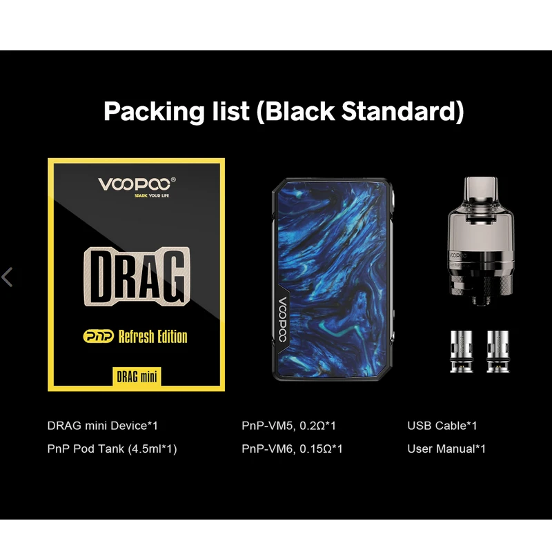 VOOPOO Drag Mini Комплект из платины Refresh Edition 4 5 мл PnP Pod Tank PnP-VM5 VM6 сменная катушка Ecig 4400