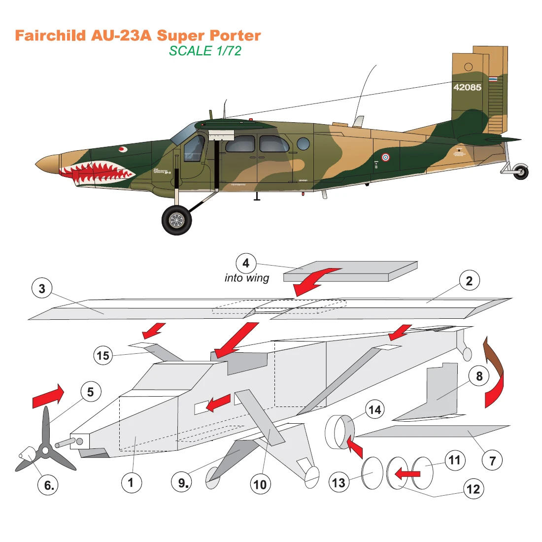 

1:72 Fairchild AU-23A Fighter Model Handmade DIY 3D Paper Model Fighter Airplane Paper Model Children Adult Educational Toys