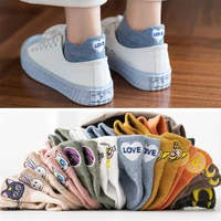 spring and summer women fashion cotton socks boat colorful female shallow mouth short heel socks cartoon embroidery for girls