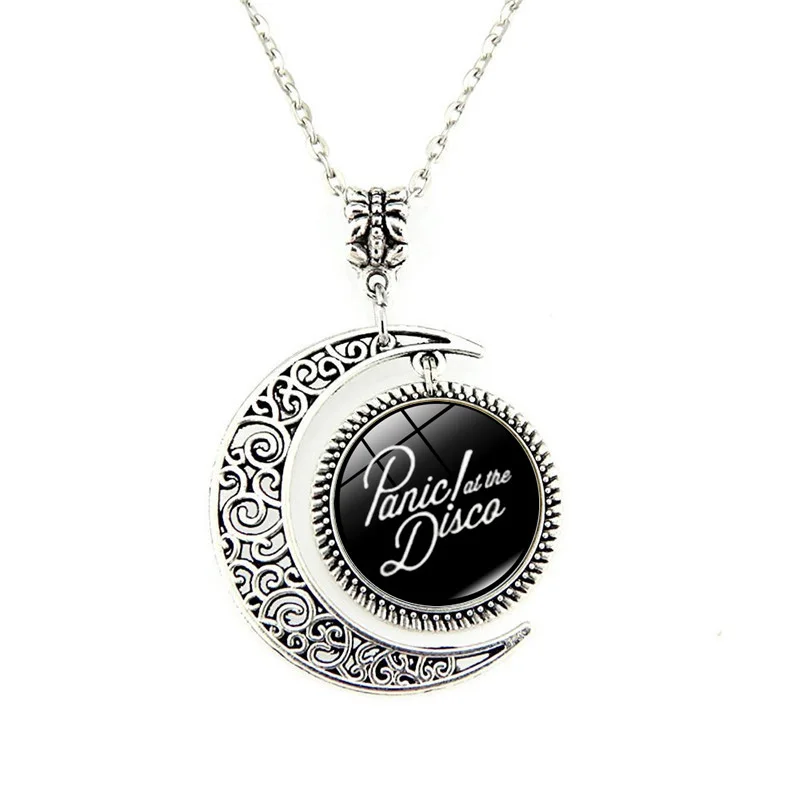Паника! Ожерелье на дискотеке серебристая подвеска в форме Луны круглые