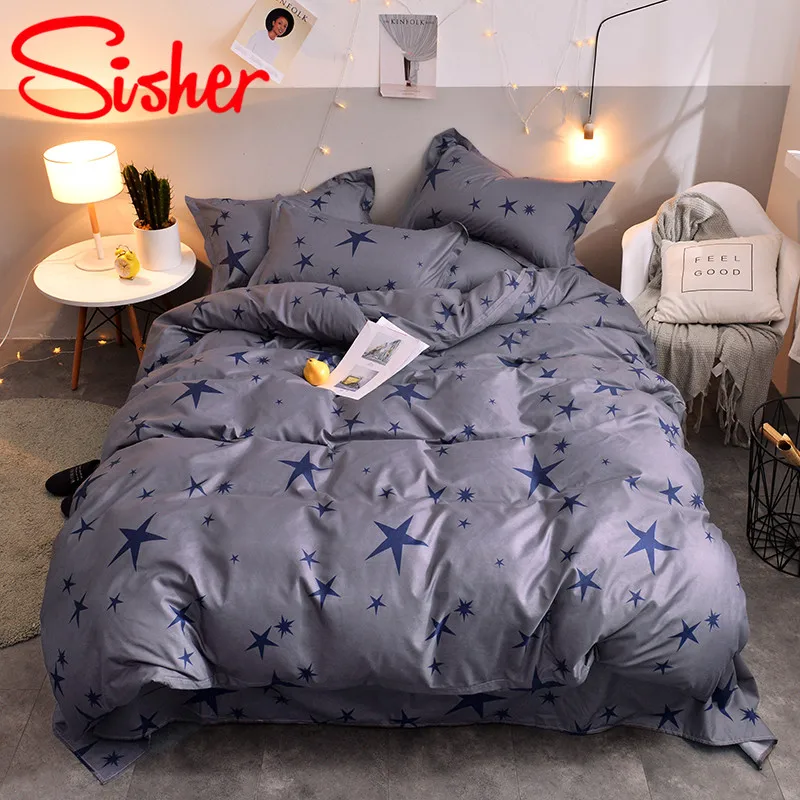 star Sisher, нордический Комплект постельного белья, хлопковое детское милое одеяло с изображением животных, пододеяльник и простыня в полоску, плед, размер, один, двойной, queen King - Цвет: star