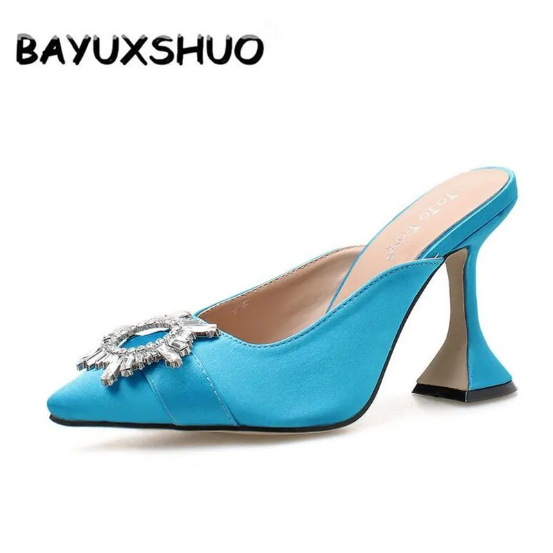 Женские туфли без задника с цветком от солнца BAYUXSHU вечерние туфли-лодочки острым
