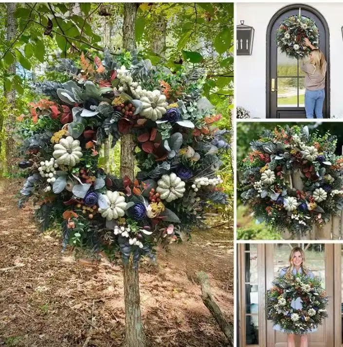 

Quick sell popular Halloween Decoration eucalyptus leaf wreath door Tag Pendant