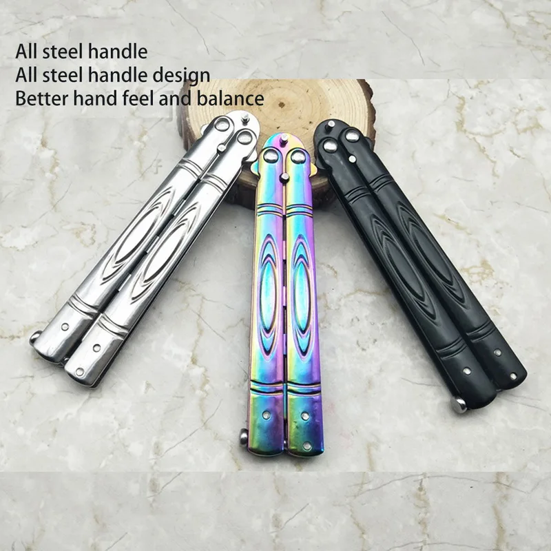 Нож бабочка стальной тренировочный складной нож из нержавеющей стали игровая
