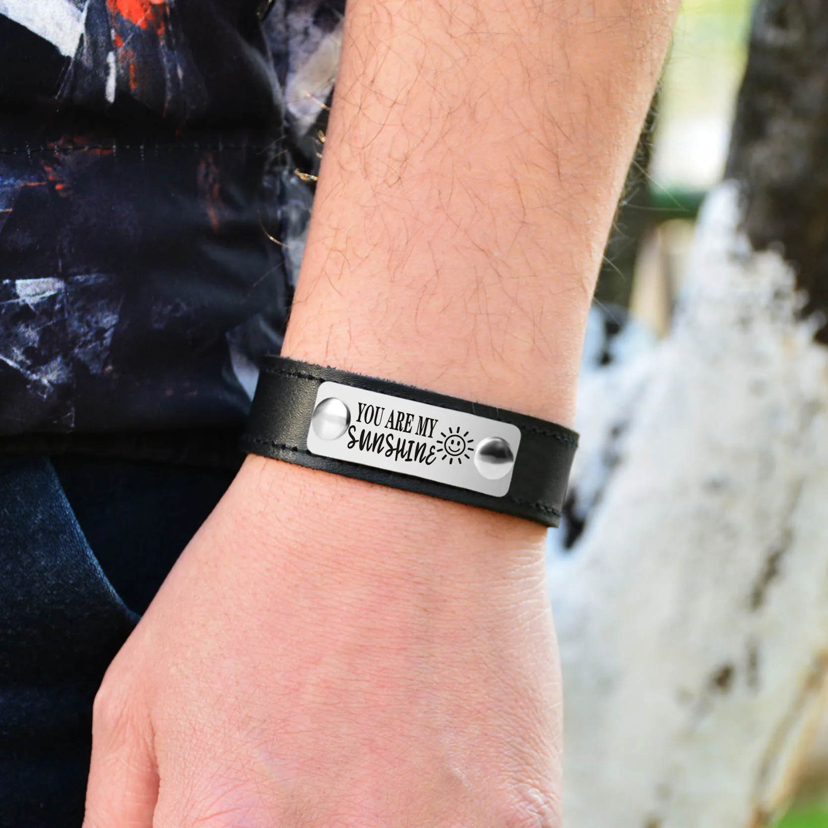 Personalized Stainless Steel Bracelet Custom Engrave Men Genuine Leather Wide Wristband Bangles Punk Jewelry ID Name | Украшения и
