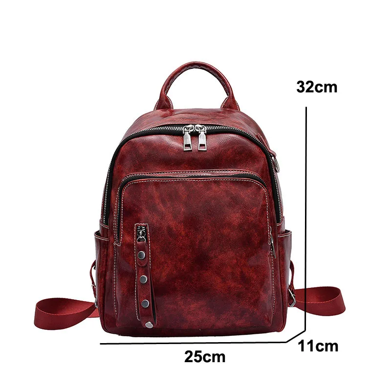 

Vintage Women Backpack for Teenage Girls School Bag Backpack Large Travel Backpacks High Quality Fashion PU Leather Shoulder Bag