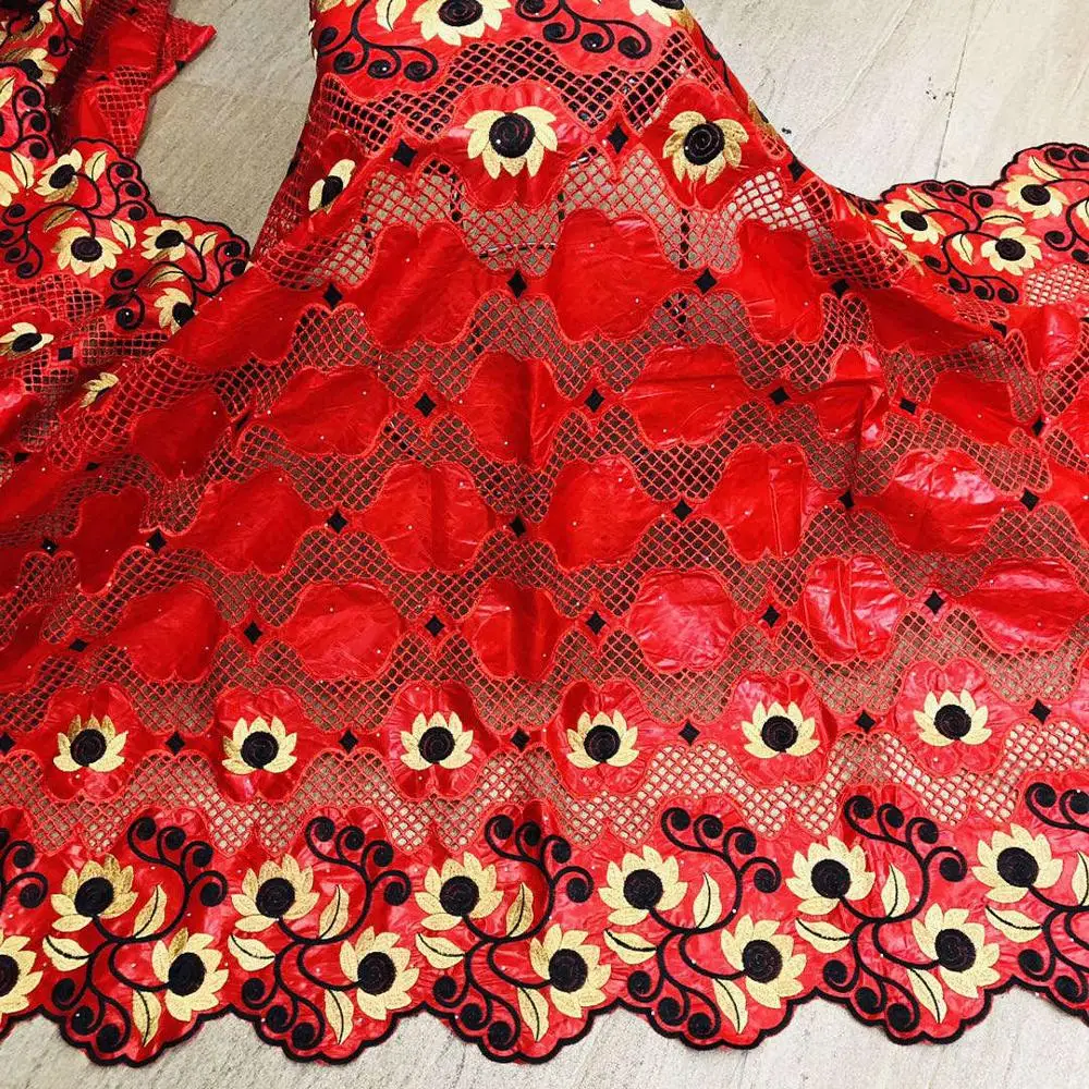 

2020 High Quality African Bazin Brode Riche Lace Fabrics With Stones Embroidered Senegal Gambia Women Dress Team Basin Fabrics