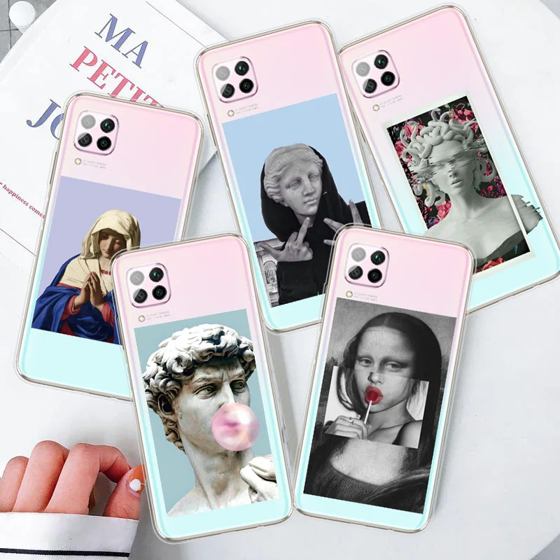 

Funny David Mona Lisa Art Soft Silicone Clear TPU Phone Case For Huawei Honor 10 20 30 7A 7C 8A 8C 8s 8x 9A 9x Max Lite Pro Plus