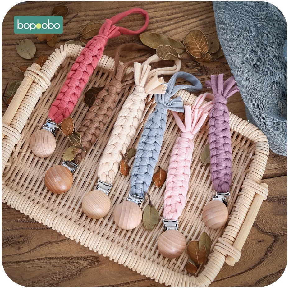 Bopoobo 1PC Baby Teether Beech Wood Toy Hand Teething Wooden Ring Can Chew Pacifier Chain Beads Product Toys Rattle | Мать и ребенок