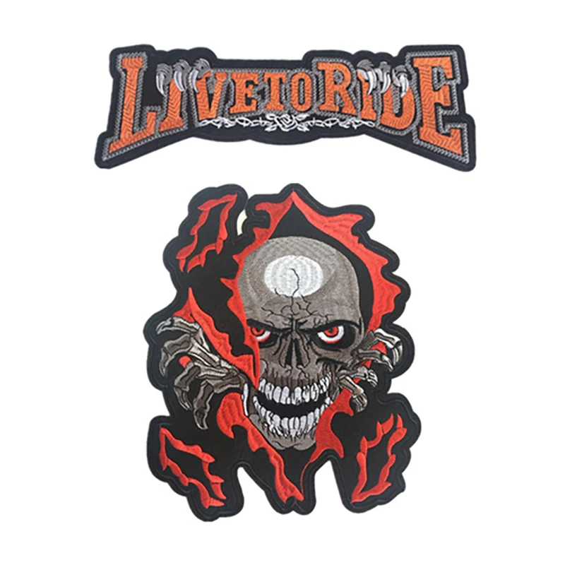 

of European and American wind skulls buiter embroidery style dress applique cool locomotive repair ghost head subsidies