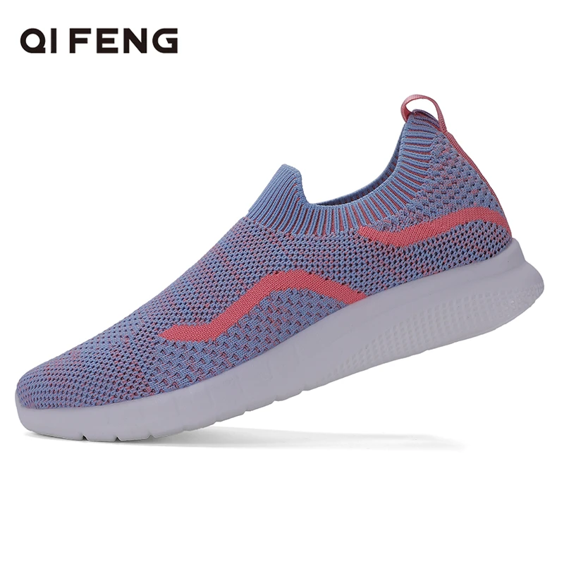 

New Flat Shoes Women Spring Light Sport Shoes Summer New Mesh Sneakers Breatheable Sock Sneakers Women Slip on Mesh Shoes