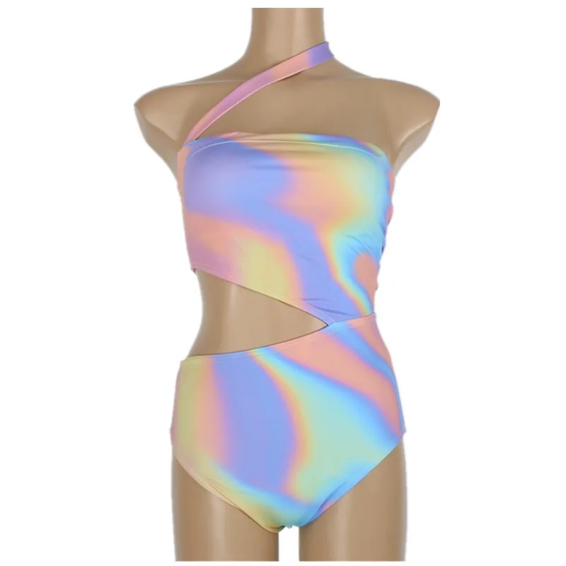 

Monokini Swimsuit One Piece Women's Sports Swimwear Solid Female New Sexy High Waist Print Polyester Swimwear Women One Piece