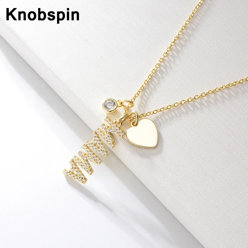 

Knobspin 100% 925 Sterling Silver Chain MAMA Word Pendant Necklace For Women Fine Jewelry Birthday Mothers Day Gifts For Mom