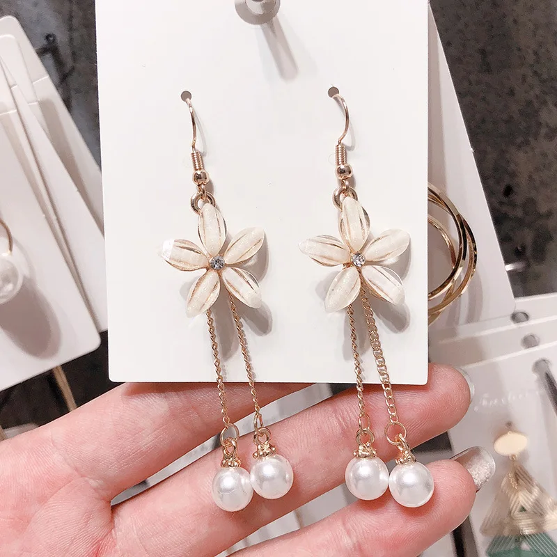Серебряные иглы длинные женские серьги с жемчугом модные темперамент простые анти-аллергические серьги летние индивидуальные сетчатые украшения - Окраска металла: 1.69