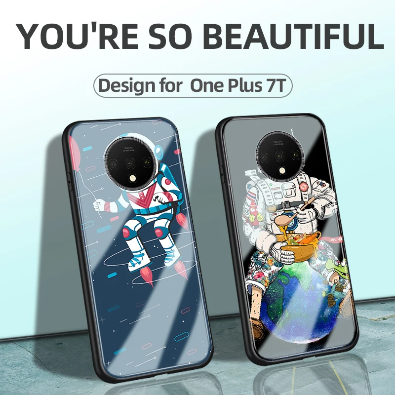Стеклянный чехол для oneplus 7t с поддержкой дизайна космонавта астронавта галактики