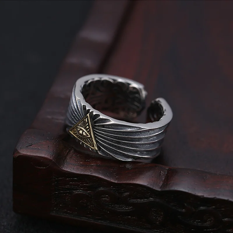 Кольцо с подсветкой Yungqi винтажное египетское треугольное регулируемое пирамида