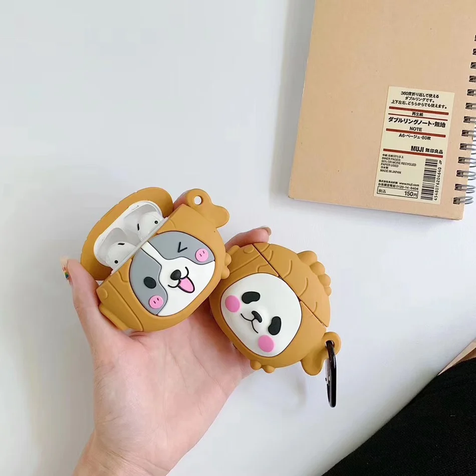 3D Медведь Тыква наушники в форме кота чехол для AirPods силиконовый олень милый мультфильм чехол для Apple Air pods чехол аксессуары коробка