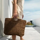 Винтажная богемная Соломенная Сумка для женщин, вместительные пляжные сумочки из ротанга ручной работы, intted Travel Bag, Bolsas Mujer, на лето