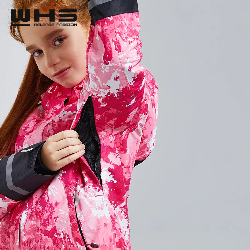 WHS горячая Распродажа, новые зимние костюмы для девочек детская Лыжная спортивная куртка ветронепроницаемое водонепроницаемое теплое пальто для подростков лыжная куртка на зиму, 4