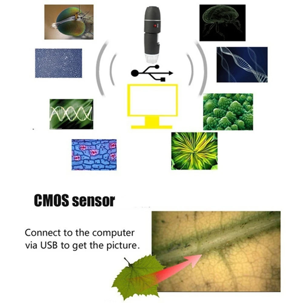 3in1 Регулируемый 1600X 1080P 8 светодиодный Цифровые микроскопы Тип C/A/Micro лупа USB