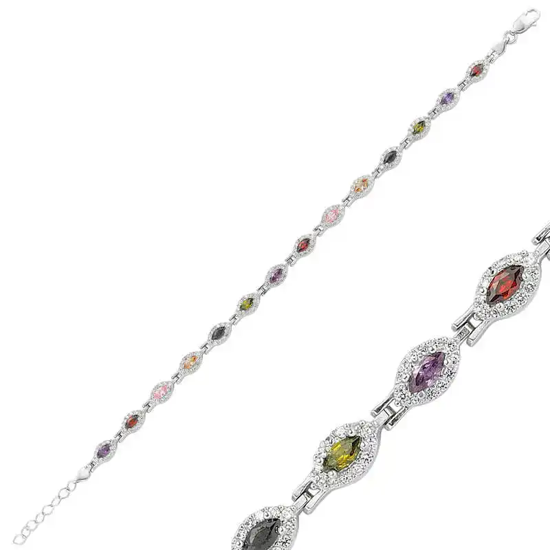 

Silverlina Silver Colorful Stone Water Ways Women 'S Bracelet