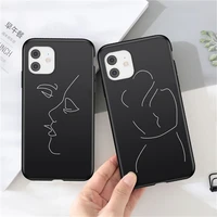 for iphone 13 12 11 pro max funny abstract art lines black phone case xr 12 13 mini xs max x 7 8 6 6s plus se2020 soft tpu cover