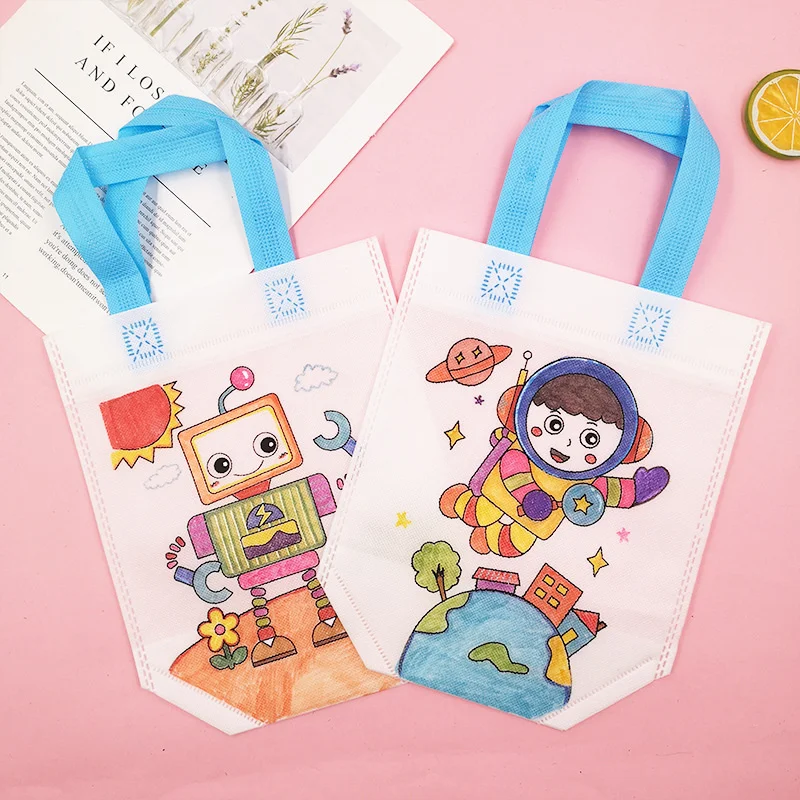 

17 your game. Children's color painting, watercolor painting, handicraft non-woven bag.