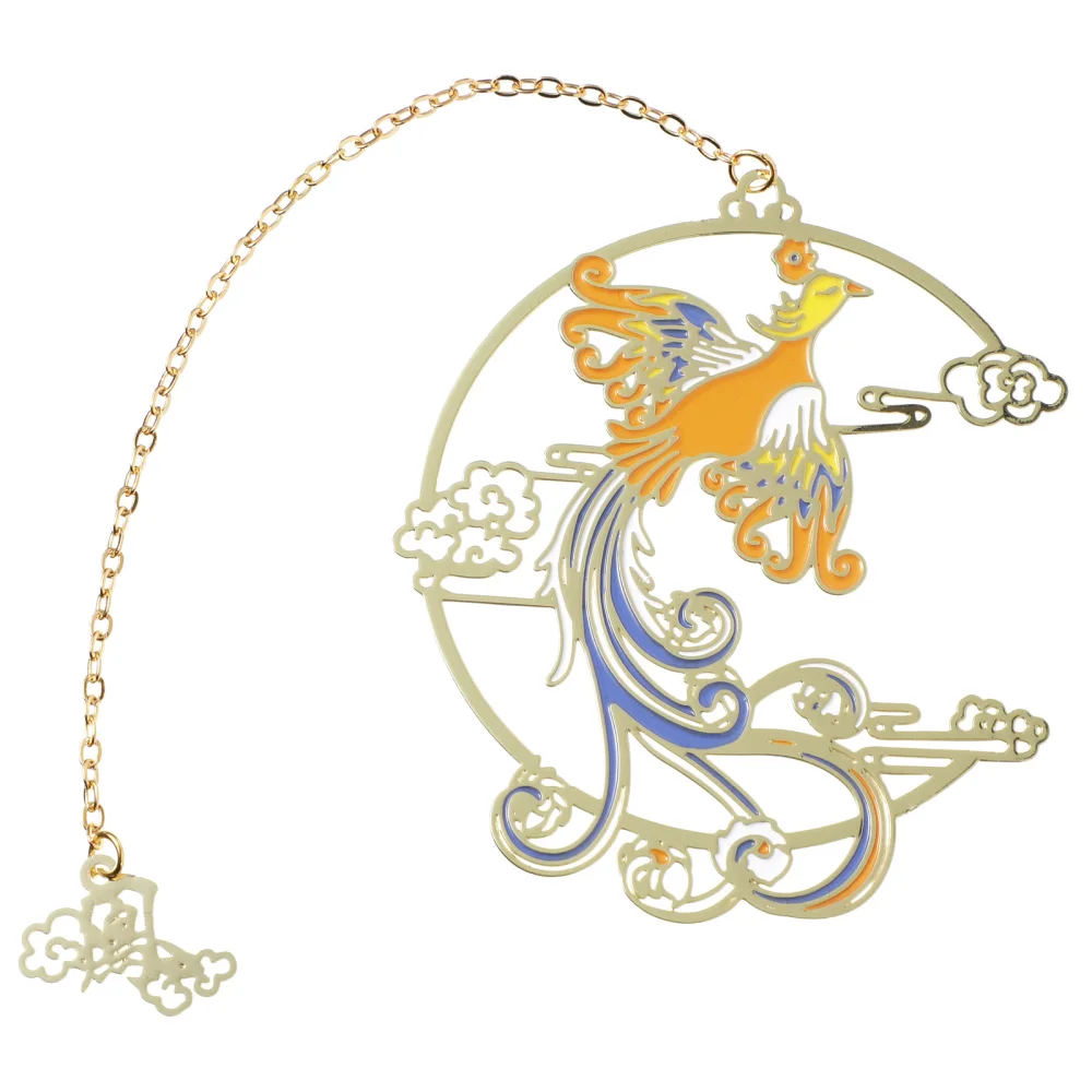 

1pc Hollow Vintage Chinese Style Metal Books Page Mark with Pendant