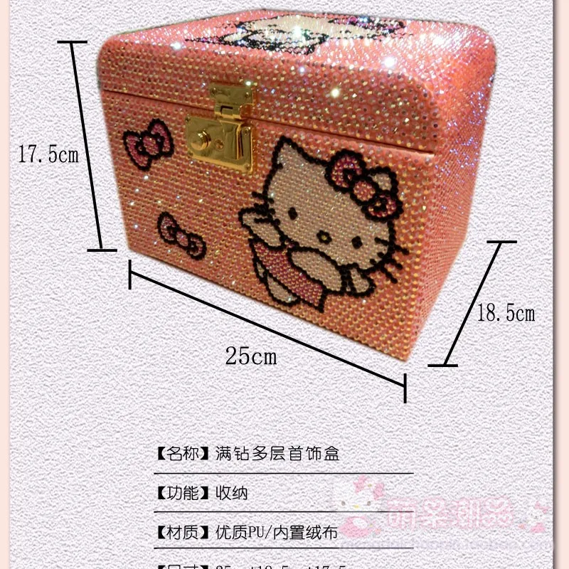 

Completely Handmade Rhinestone Wooden Box Jewelry Box with Lock Multi-layer Bead Storage Containers Drawer Organizer