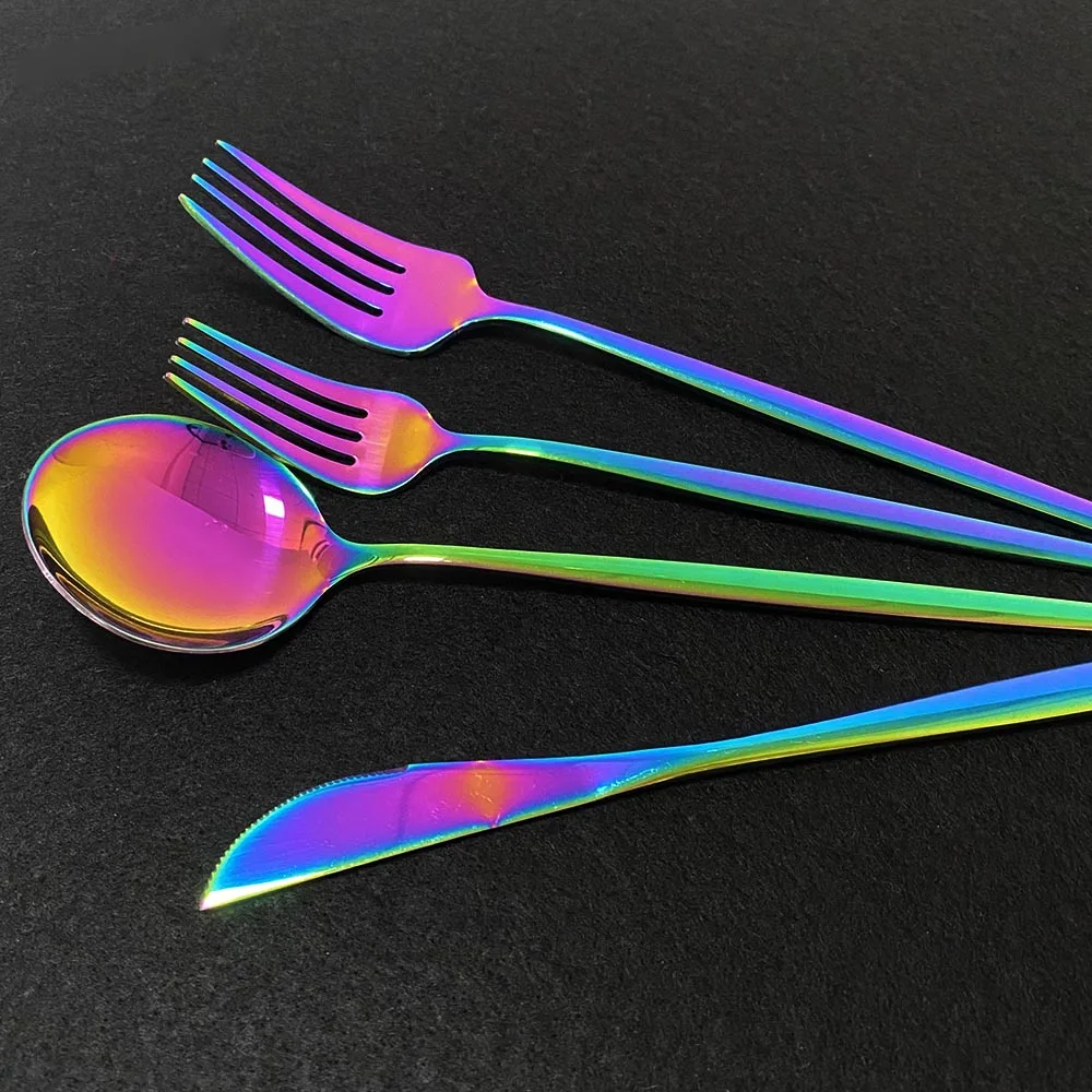 

30Pcs Black Gold Cutlery Set 304 Stainless Steel Dinnerware Set Knife Dessert Fork Spoons Tableware Set Kitchen Silverware Set