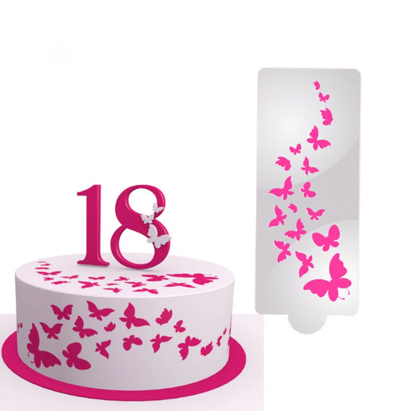 

DIY Butterfly Cake Baking Template Fondant Round Cake Spray Pattern Template Printing Spray Stroke Birthday Cake Decorating Tool