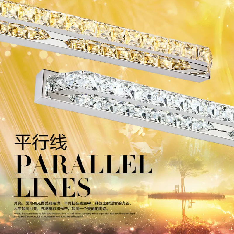 

Модные хрустальные светодиодные зеркальные лампы К9 для ванной комнаты из нержавеющей стали, лампа для зеркала для спальни, ванной комнаты