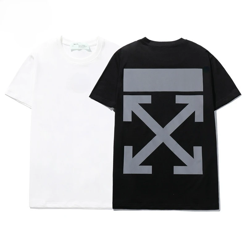 

2021 Fashion New Style High Street Wind Comfortable T-shirt Leisure Mercerized Cotton Pure Color Luminous Reflective