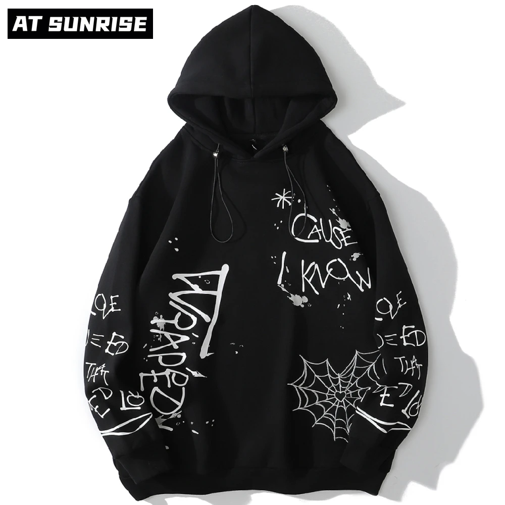 

Harajuku Graffiti Hoodie Sweatshirt Mens Hip Hop Pullover Hoodies Streetwear Casual Fashion Clothes Hipster Autumn 2021 Cotton