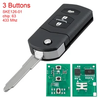 3 buttons 433mhz flip remote car key fob with id63 80bit chip ske126 01 for mazda 2 m2 demio 3 m3 axela 5 m5 premacy m6 atenza