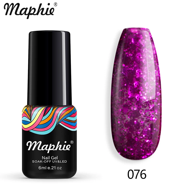 076 Maphie бриллиантовый блеск с ультрафиолетовым свечением Гель-лак для ногтей мерцающий декор с блестками Блестящий лак для ногтей полуперманентный лак Led синий гель для ногтей - Цвет: 076