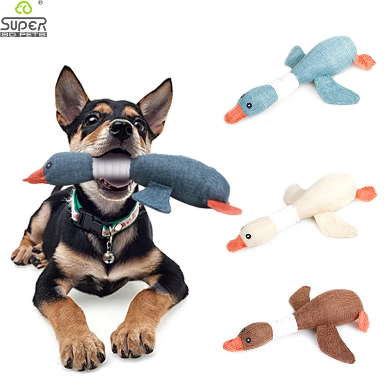 Мультяшная дикая гусиная плюшевая игрушка для собак устойчивая к укусам пищащая