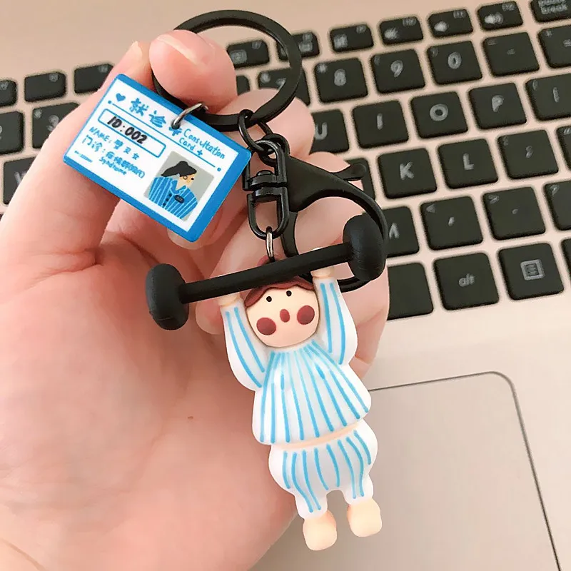 

Creative Split Fork Weightlifting Men&Women Keychain Silicone Cute Cartoon Toy Bag Car Pendant Key Ring Couple Gift Accessories
